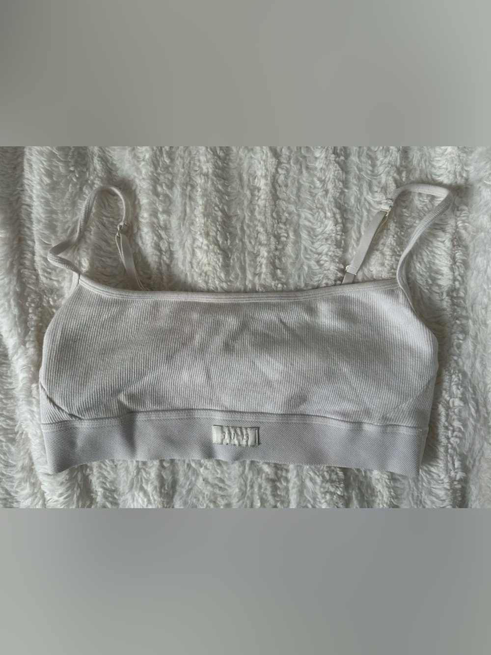 SKIMS white Ribbed Bandeau Bralette with Adjustable Straps